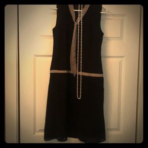 Black Tea party dress with pearls and hat